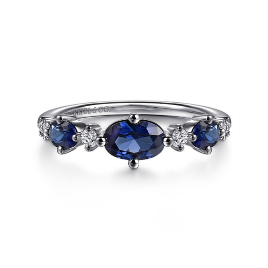 14K White Gold Diamond and Sapphire Ladies Ring — Gabriel & Co. LR52833W45SA