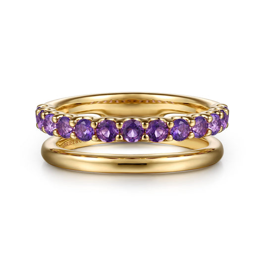 14K Yellow Gold Amethyst Ladies Ring — Gabriel & Co. LR52835Y4JAM