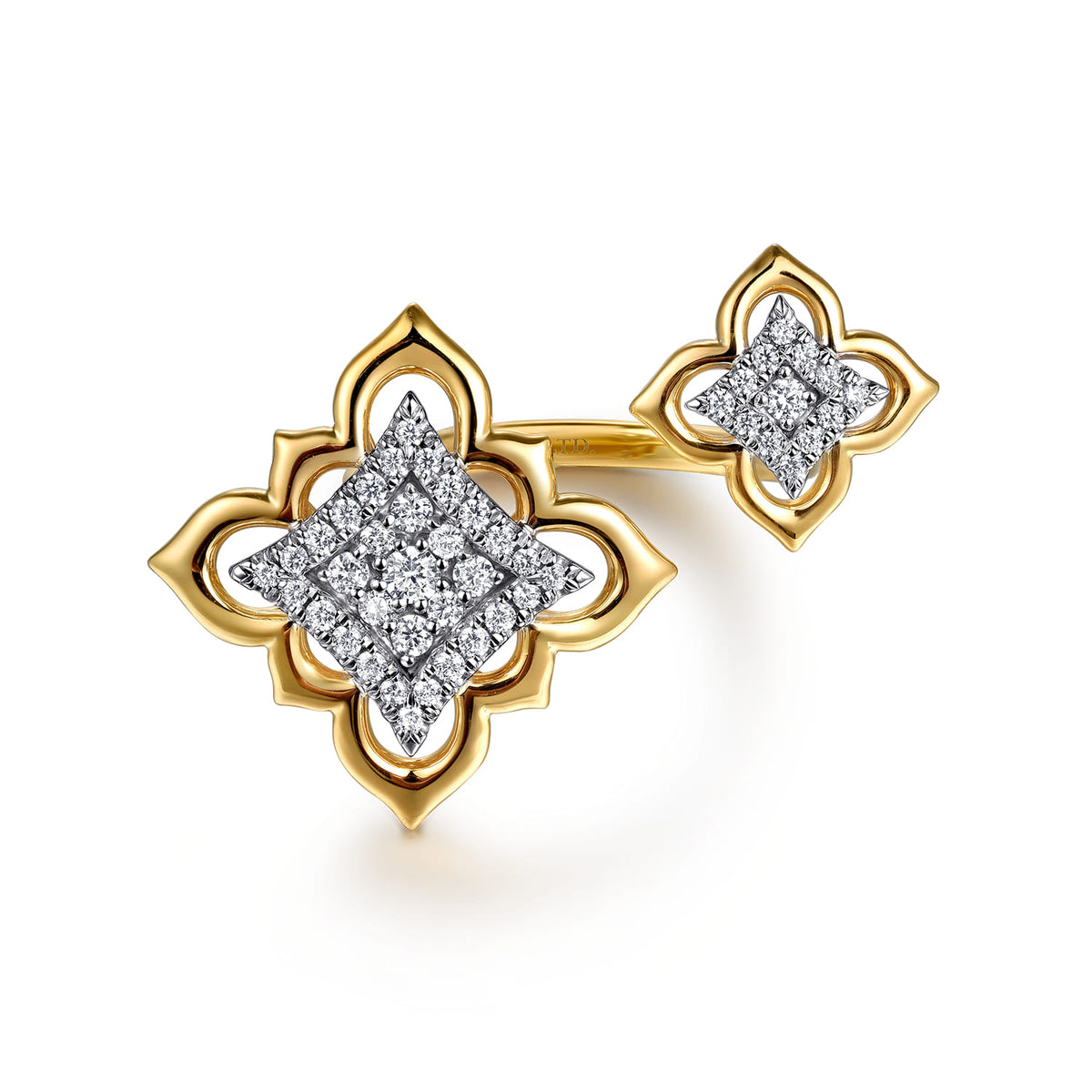 18K White & Yellow Gold Graduating Diamond Floral Open Ring — Gabriel & Co. LR52847M84JJ