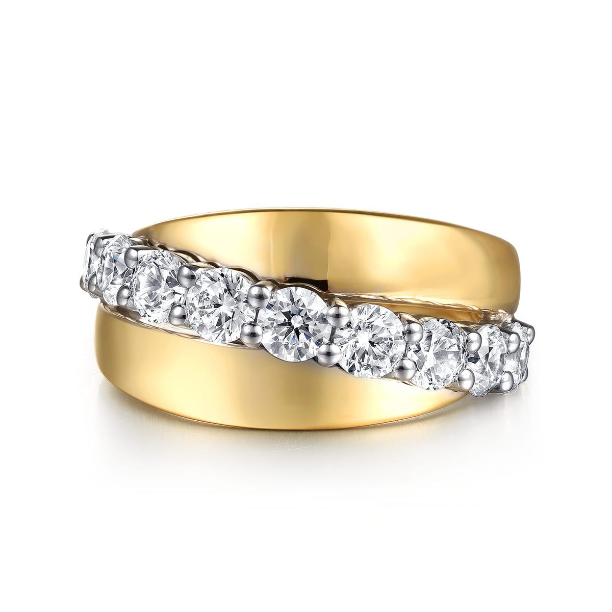18K White & Yellow Gold Diamond Twist Ring — Gabriel & Co. LR52851M84JJ