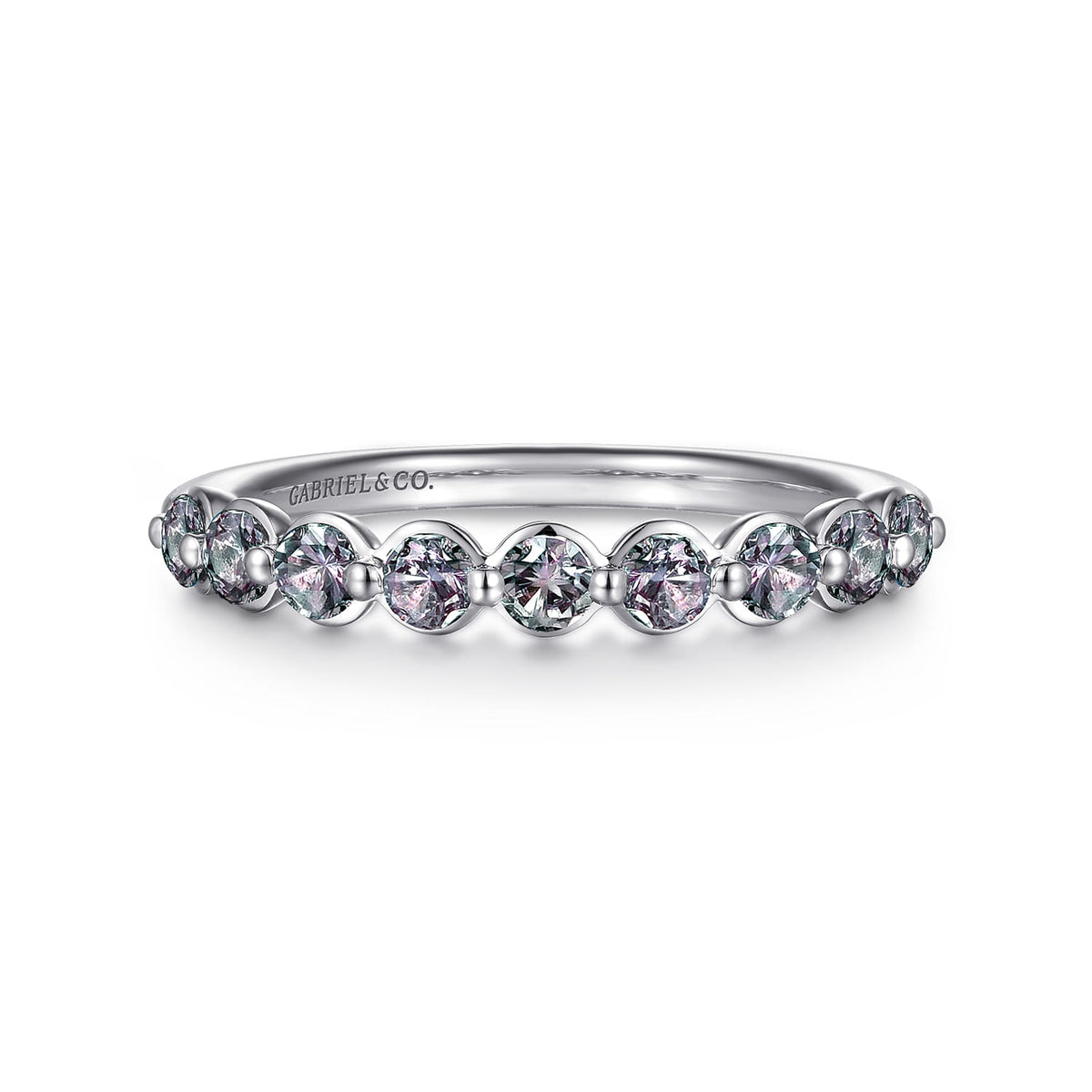14K White Gold Manmade Alexandrite Stackable Ring — Gabriel & Co. LR52874W4J25