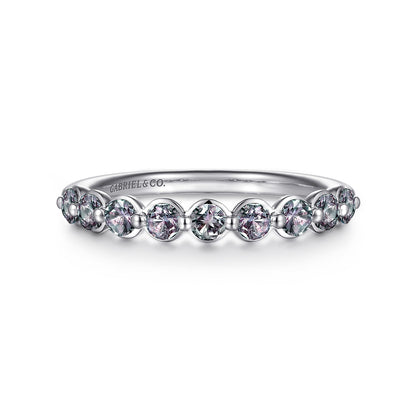 14K White Gold Manmade Alexandrite Stackable Ring — Gabriel & Co. LR52874W4J25
