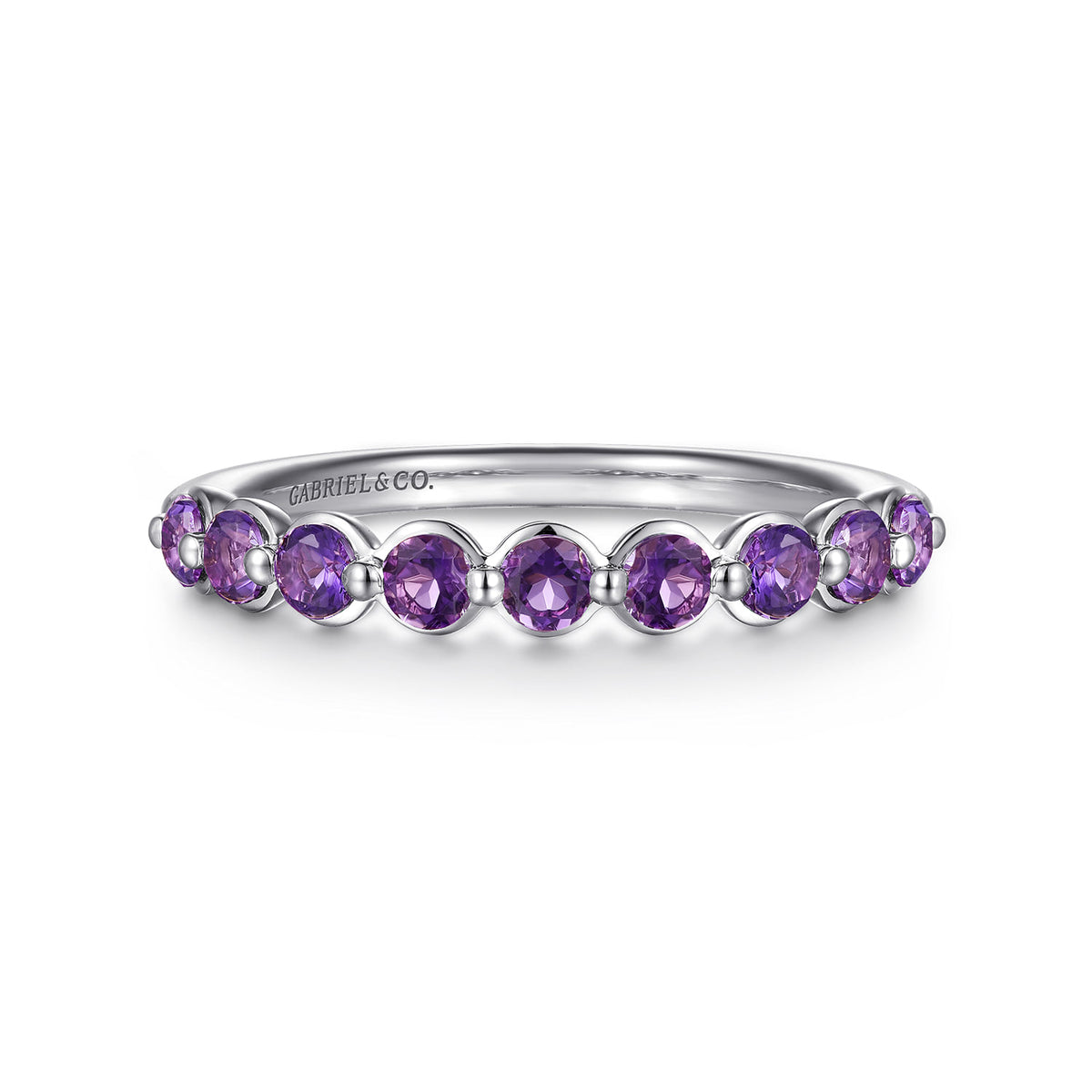 14K White Gold Amethyst Stackable Ring — Gabriel & Co. LR52874W4JAM