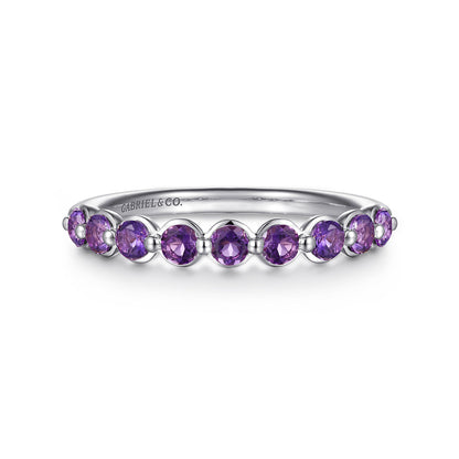 14K White Gold Amethyst Stackable Ring — Gabriel & Co. LR52874W4JAM
