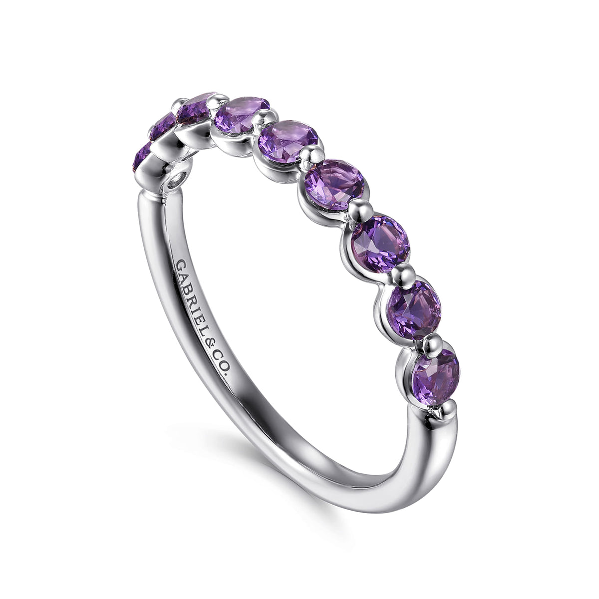 14K White Gold Amethyst Stackable Ring — Gabriel & Co. LR52874W4JAM