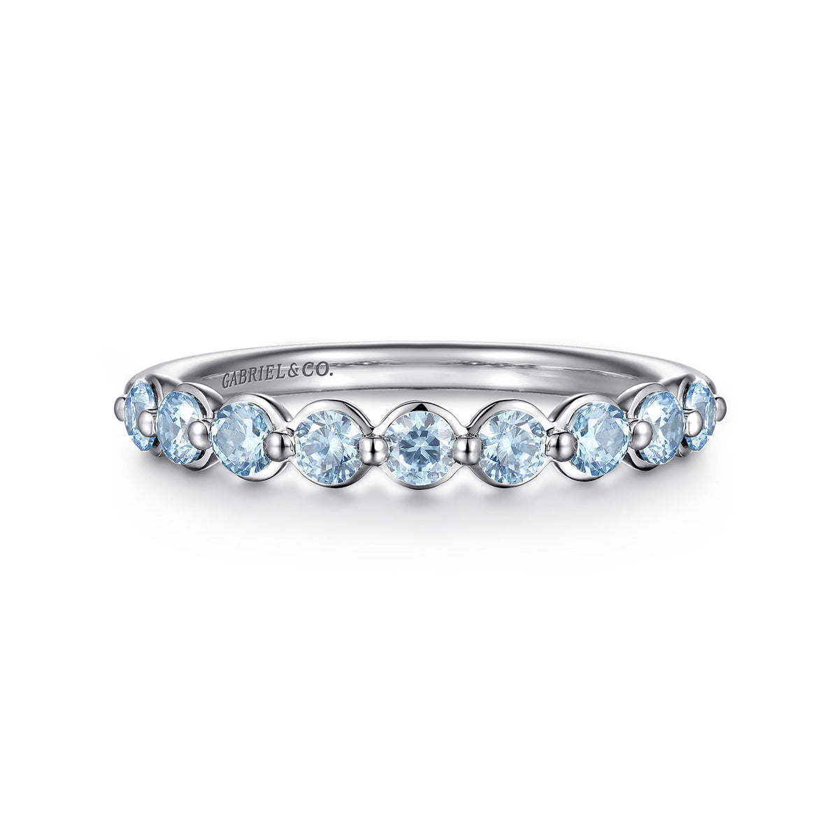 14K White Gold Aquamarine Stackable Ring — Gabriel & Co. LR52874W4JAQ