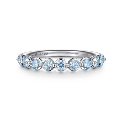 14K White Gold Aquamarine Stackable Ring — Gabriel & Co. LR52874W4JAQ