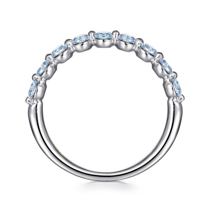 14K White Gold Aquamarine Stackable Ring — Gabriel & Co. LR52874W4JAQ