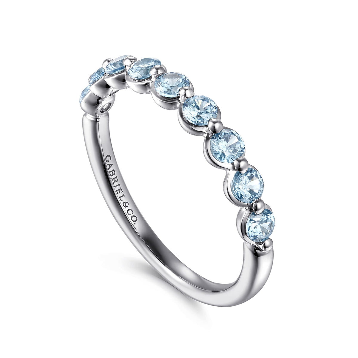 14K White Gold Aquamarine Stackable Ring — Gabriel & Co. LR52874W4JAQ