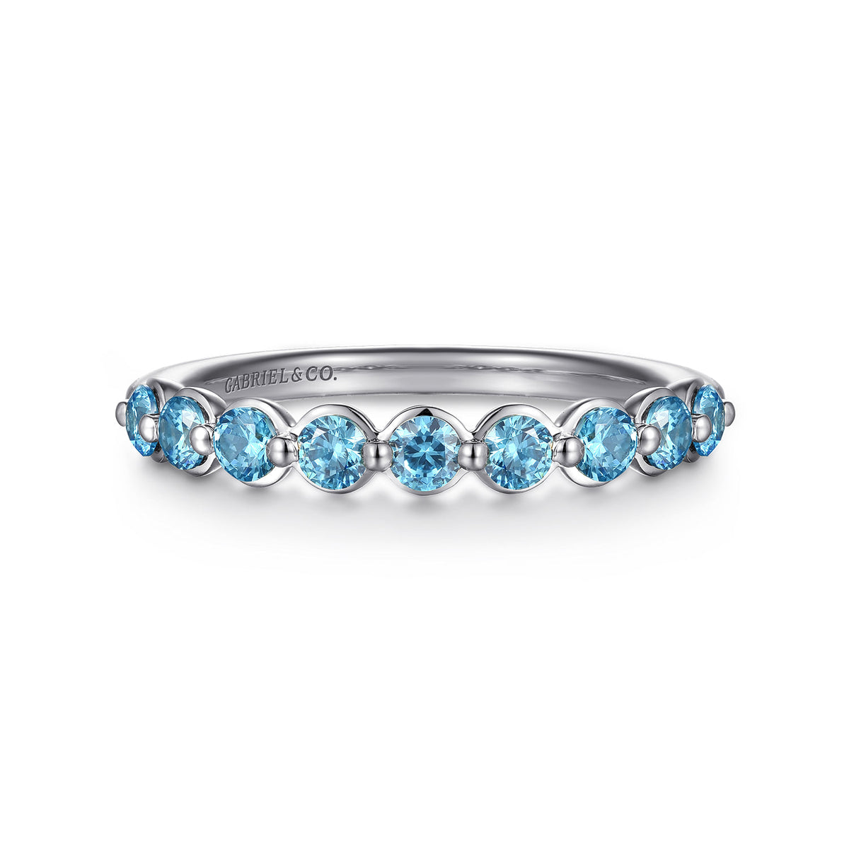 14K White Gold Blue Topaz Stackable Ring — Gabriel & Co. LR52874W4JBT