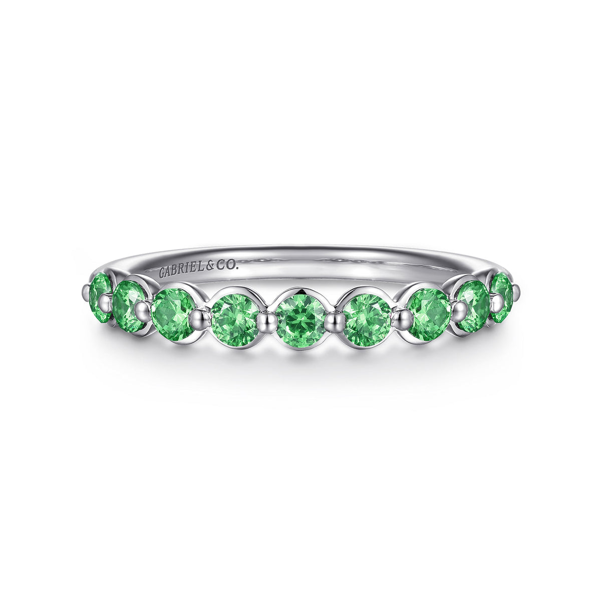 14K White Gold Emerald Stackable Ring — Gabriel & Co. LR52874W4JEA