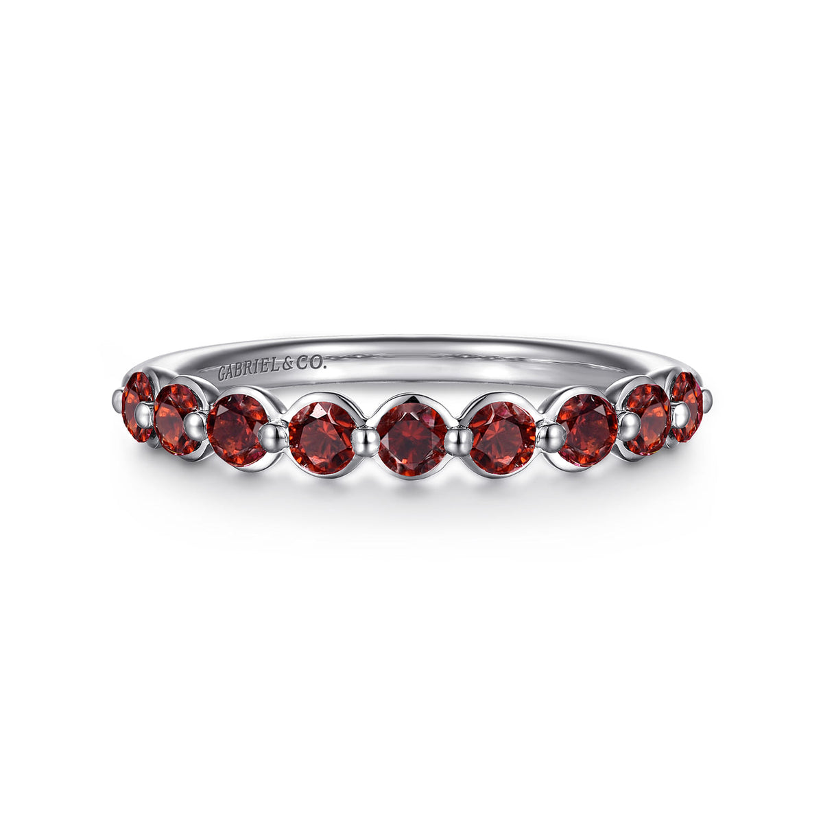 14K White Gold Garnet Stackable Ring — Gabriel & Co. LR52874W4JGN