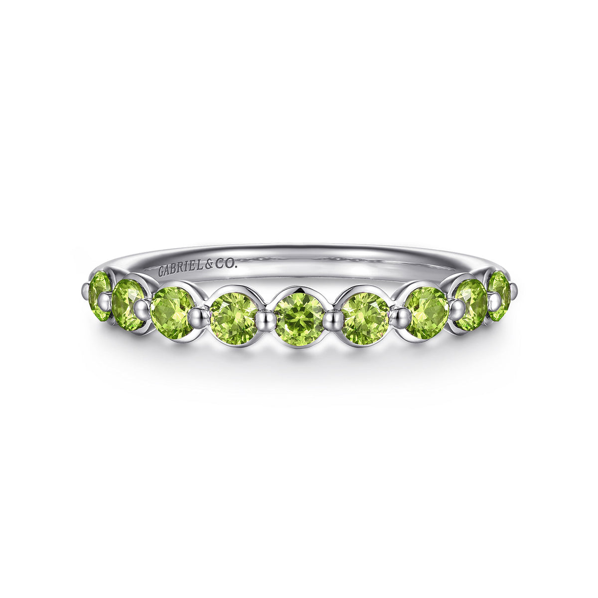 14K White Gold Peridot Stackable Ring — Gabriel & Co. LR52874W4JPE