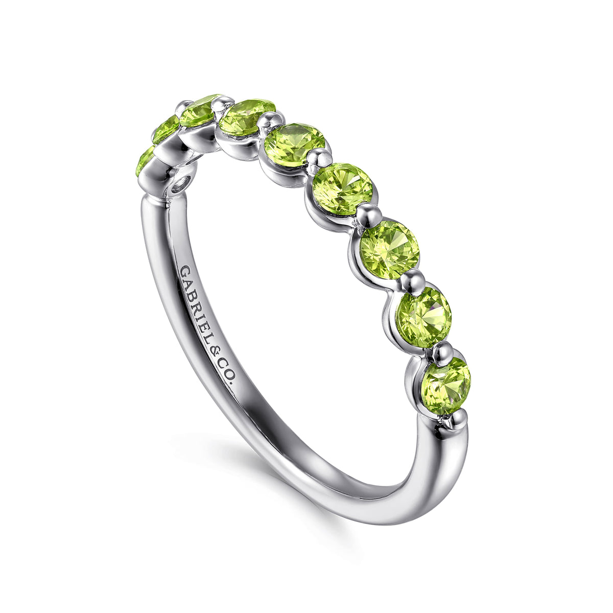 14K White Gold Peridot Stackable Ring — Gabriel & Co. LR52874W4JPE