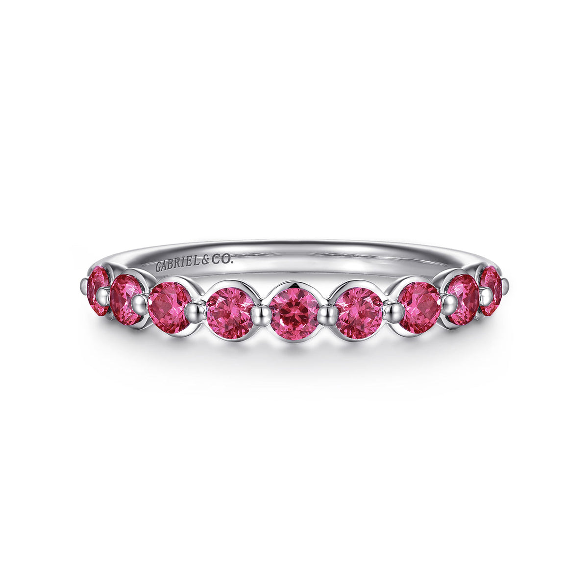 14K White Gold Pink Tourmaline Stackable Ring — Gabriel & Co. LR52874W4JPT