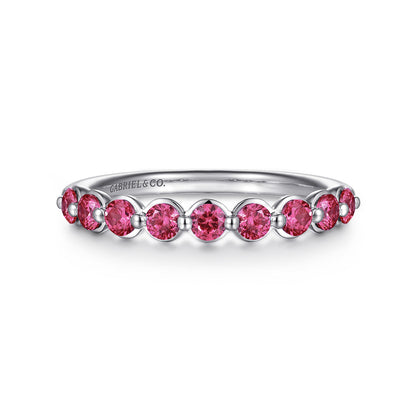 14K White Gold Pink Tourmaline Stackable Ring — Gabriel & Co. LR52874W4JPT