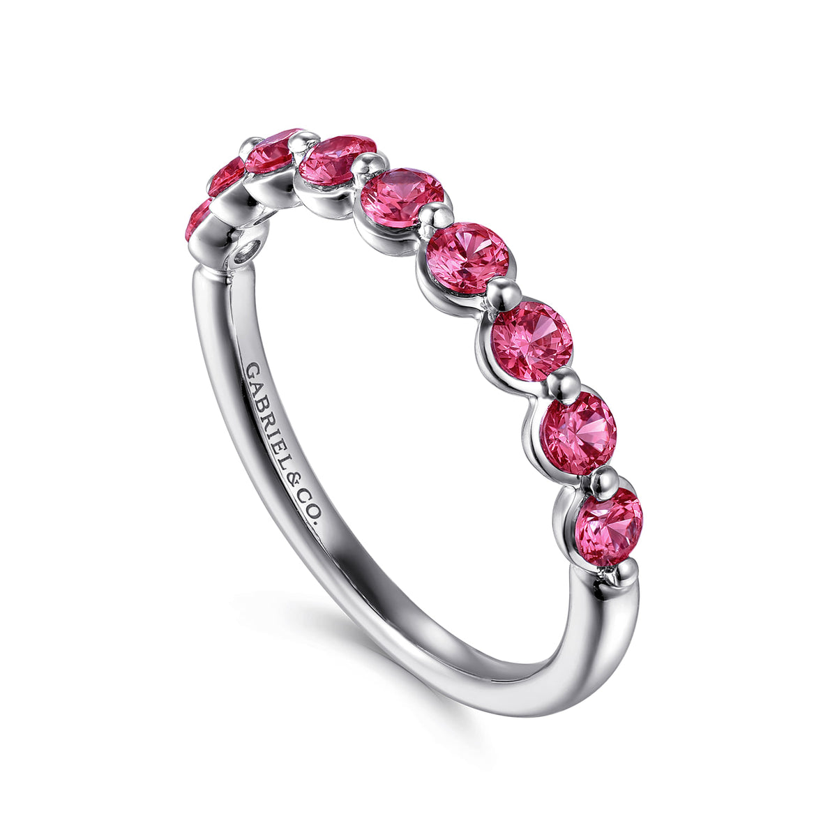 14K White Gold Pink Tourmaline Stackable Ring — Gabriel & Co. LR52874W4JPT