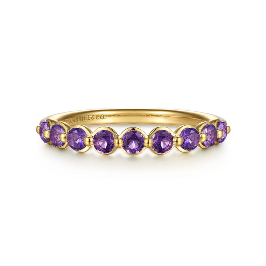 14K Yellow Gold Amethyst Stackable Ring — Gabriel & Co. LR52874Y4JAM