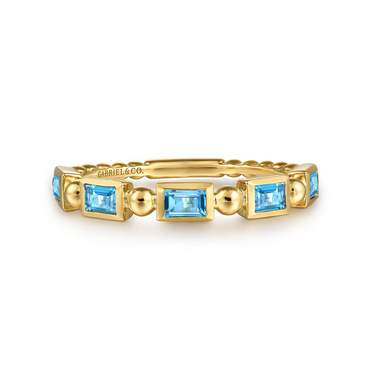 14K Yellow Gold Blue Topaz Geometric Stackable Ring — Gabriel & Co. LR52877Y4JBT