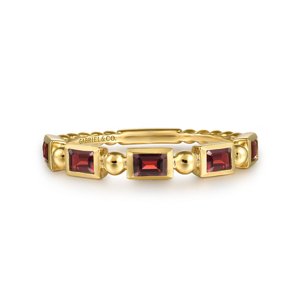 14K Yellow Gold Garnet Geometric Stackable Ring — Gabriel & Co. LR52877Y4JGN