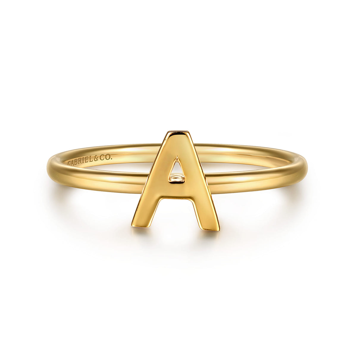 14K Yellow Gold Initial A Stackable Ring — Gabriel & Co. LR52879A-Y4JJJ