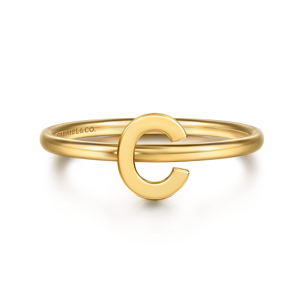 14K Yellow Gold Initial C Stackable Ring — Gabriel & Co. LR52879C-Y4JJJ