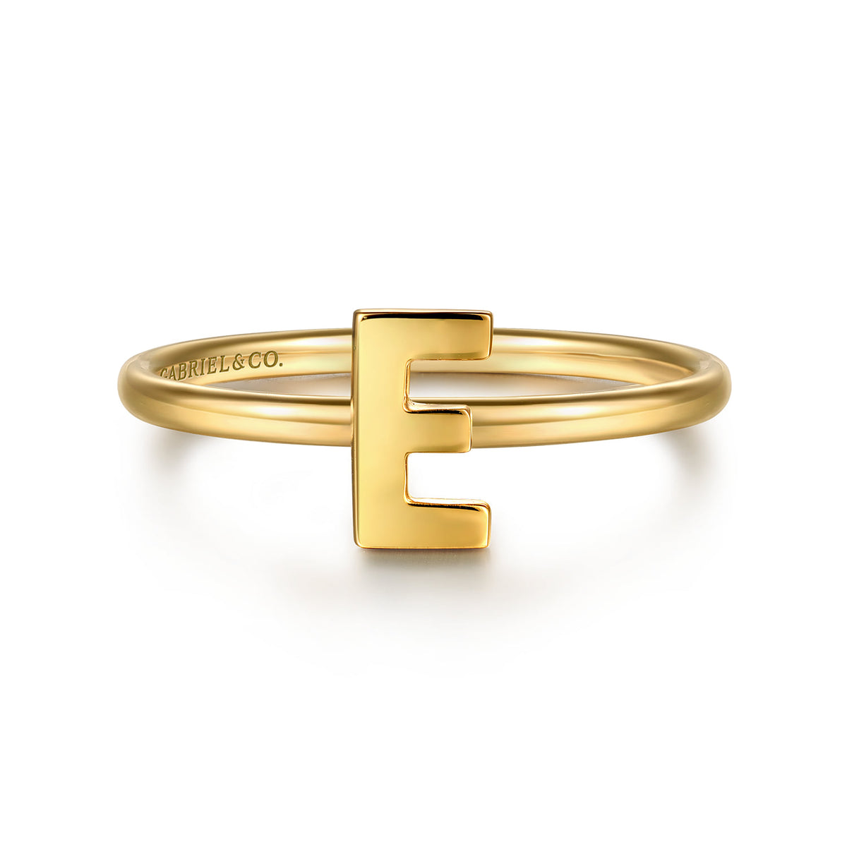 14K Yellow Gold Initial E Stackable Ring — Gabriel & Co. LR52879E-Y4JJJ