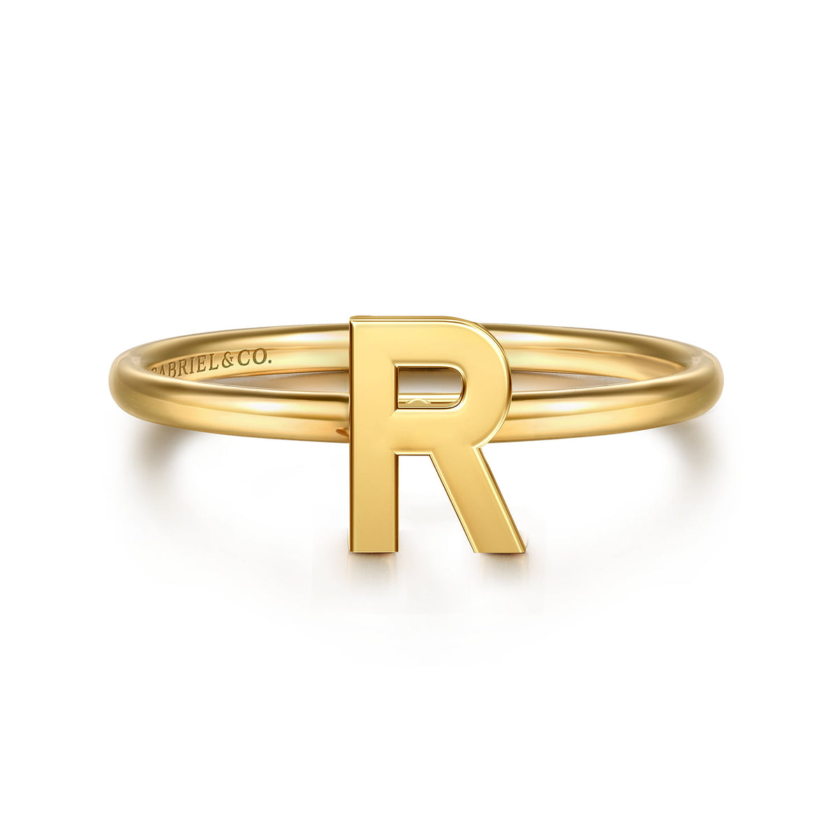 14K Yellow Gold Initial R Stackable Ring — Gabriel & Co. LR52879R-Y4JJJ
