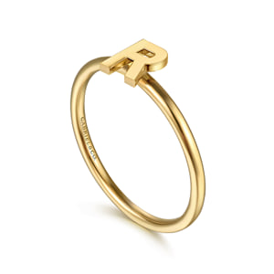 14K Yellow Gold Initial R Stackable Ring — Gabriel & Co. LR52879R-Y4JJJ