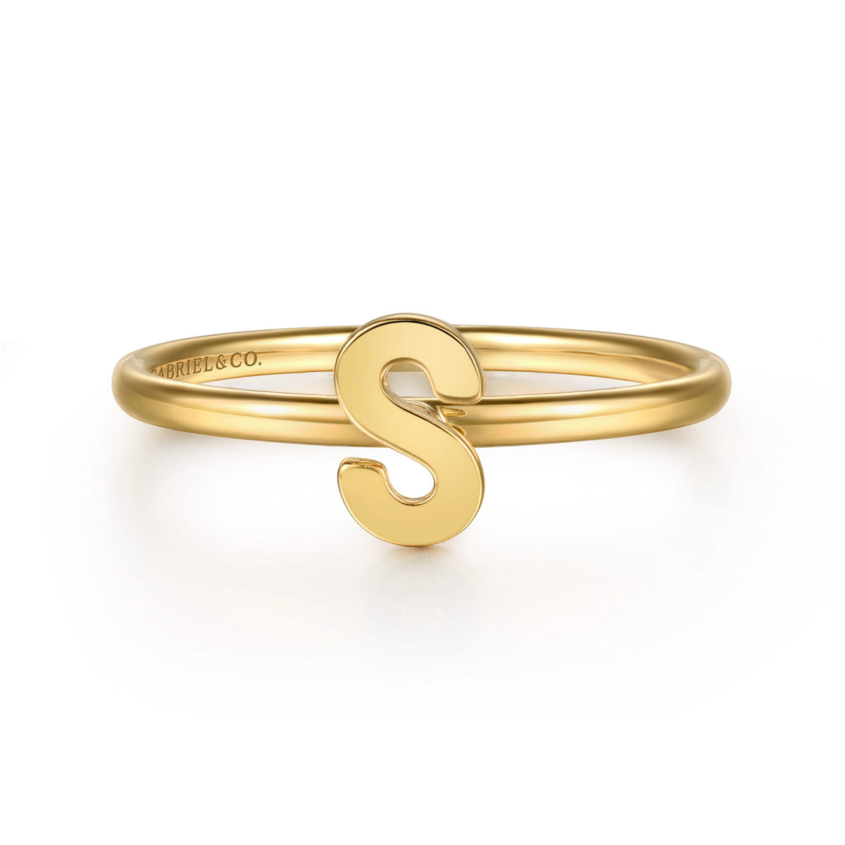 14K Yellow Gold Initial S Stackable Ring — Gabriel & Co. LR52879S-Y4JJJ