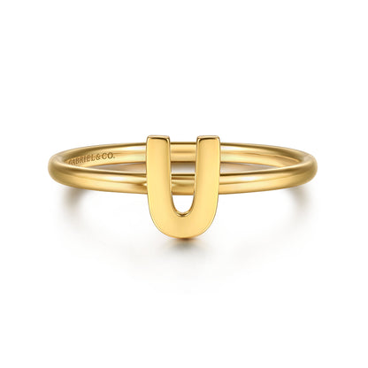 14K Yellow Gold Initial U Stackable Ring — Gabriel & Co. LR52879U-Y4JJJ