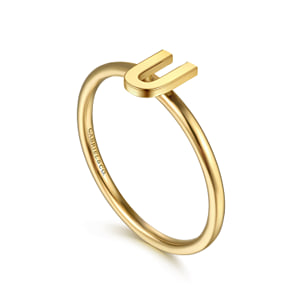 14K Yellow Gold Initial U Stackable Ring — Gabriel & Co. LR52879U-Y4JJJ