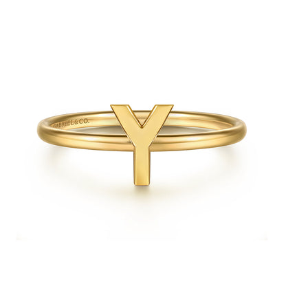 14K Yellow Gold Initial Y Stackable Ring — Gabriel & Co. LR52879Y-Y4JJJ