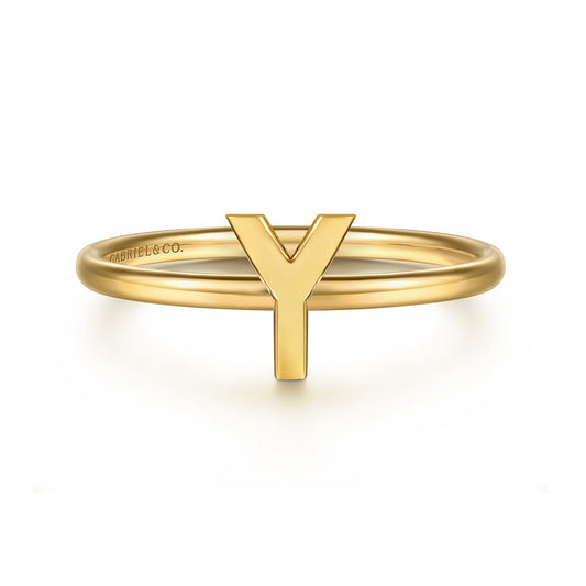 14K Yellow Gold Initial Y Stackable Ring — Gabriel & Co. LR52879Y-Y4JJJ