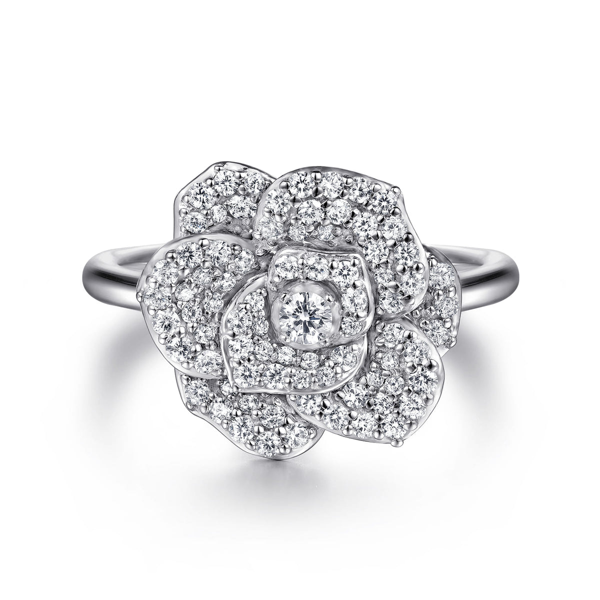 14K White Gold Diamond Floral Fashion Ring — Gabriel & Co. LR52882W45JJ