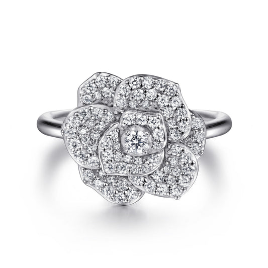 14K White Gold Diamond Floral Fashion Ring — Gabriel & Co. LR52882W45JJ