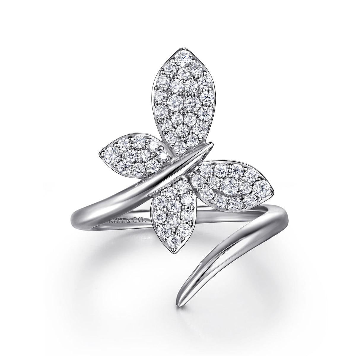 14K White Gold Diamond Butterfly Bypass Ring — Gabriel & Co. LR52883W45JJ
