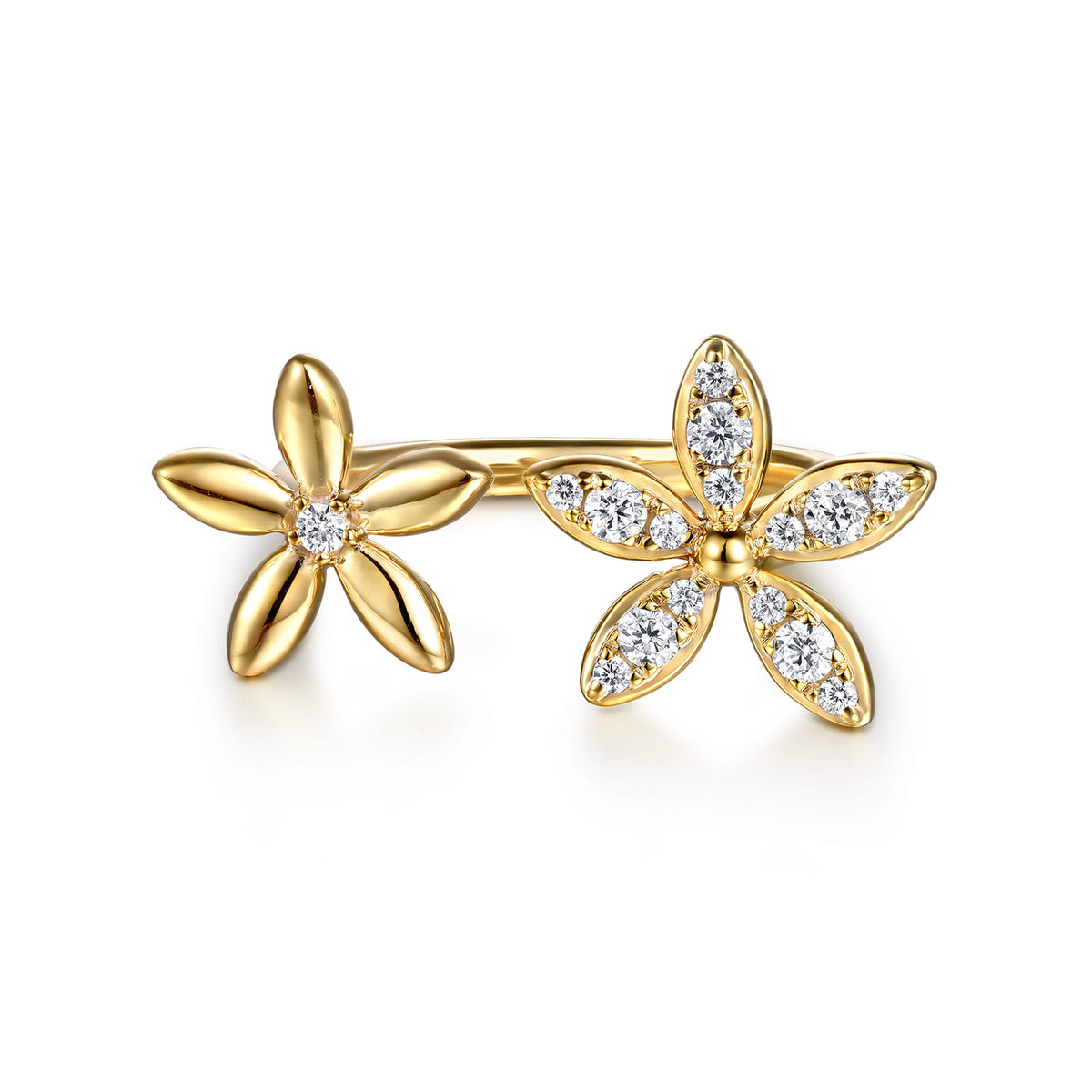 14K Yellow Gold Diamond Floral Open Ring — Gabriel & Co. official product image — LR52884Y45JJ