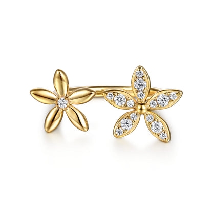 14K Yellow Gold Diamond Floral Open Ring — Gabriel & Co. official product image — LR52884Y45JJ