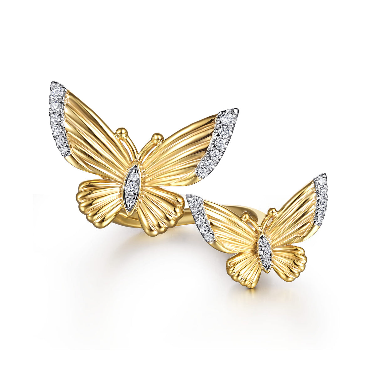 14K Yellow Gold Diamond Butterfly Open Ring — Gabriel & Co. LR52887Y45JJ