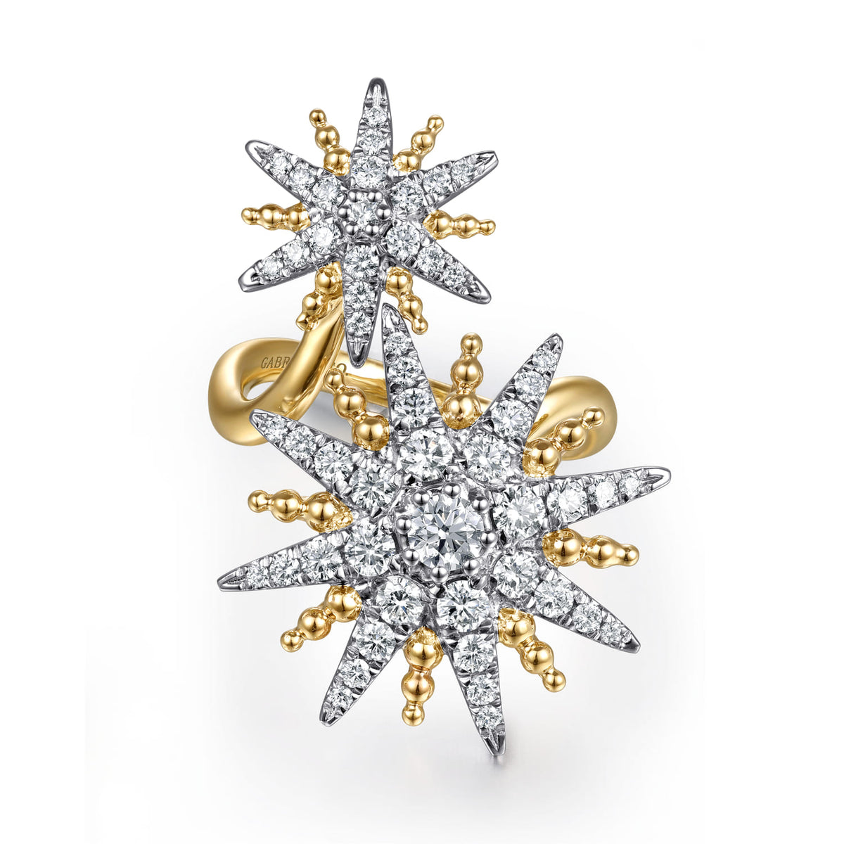 14K White & Yellow Gold Bujukan Diamond Starburst Bypass Ring — Gabriel & Co. LR52895M45JJ