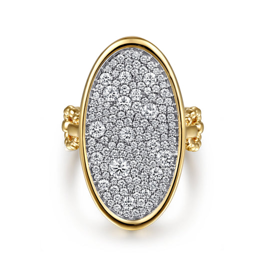 14K White & Yellow Gold Bujukan and Diamond Signet Ring — Gabriel & Co. LR52897M45JJ