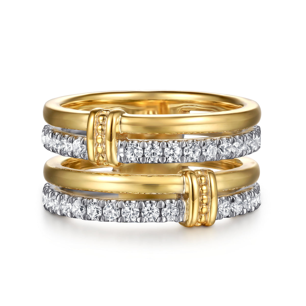14K White & Yellow Gold Diamond Easy Stackable Ring,0.6ct — Gabriel & Co. LR52898M45JJ
