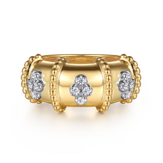 14K White & Yellow Gold Bujukan and Diamond Wide Band Ring — Gabriel & Co. LR52901M45JJ