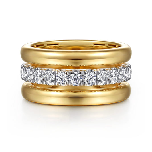 14K White & Yellow Gold Bujukan and Diamond Easy Stackable Ring — Gabriel & Co. LR52905M45JJ