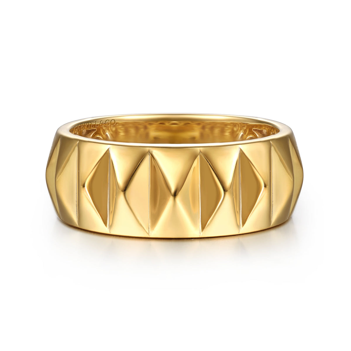 14K Yellow Gold Pyramid Bold Stackable Cigar Band — Gabriel & Co. LR52914Y4JJJ