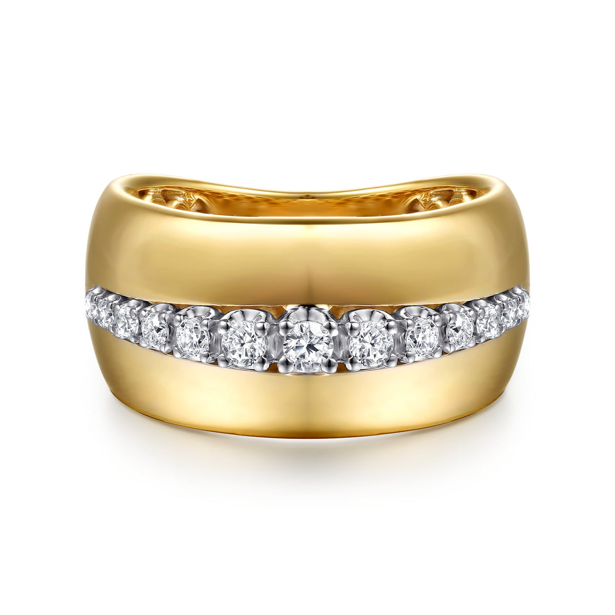 14K White & Yellow Gold Diamond Wide Band Ring — Gabriel & Co. LR52942M45JJ