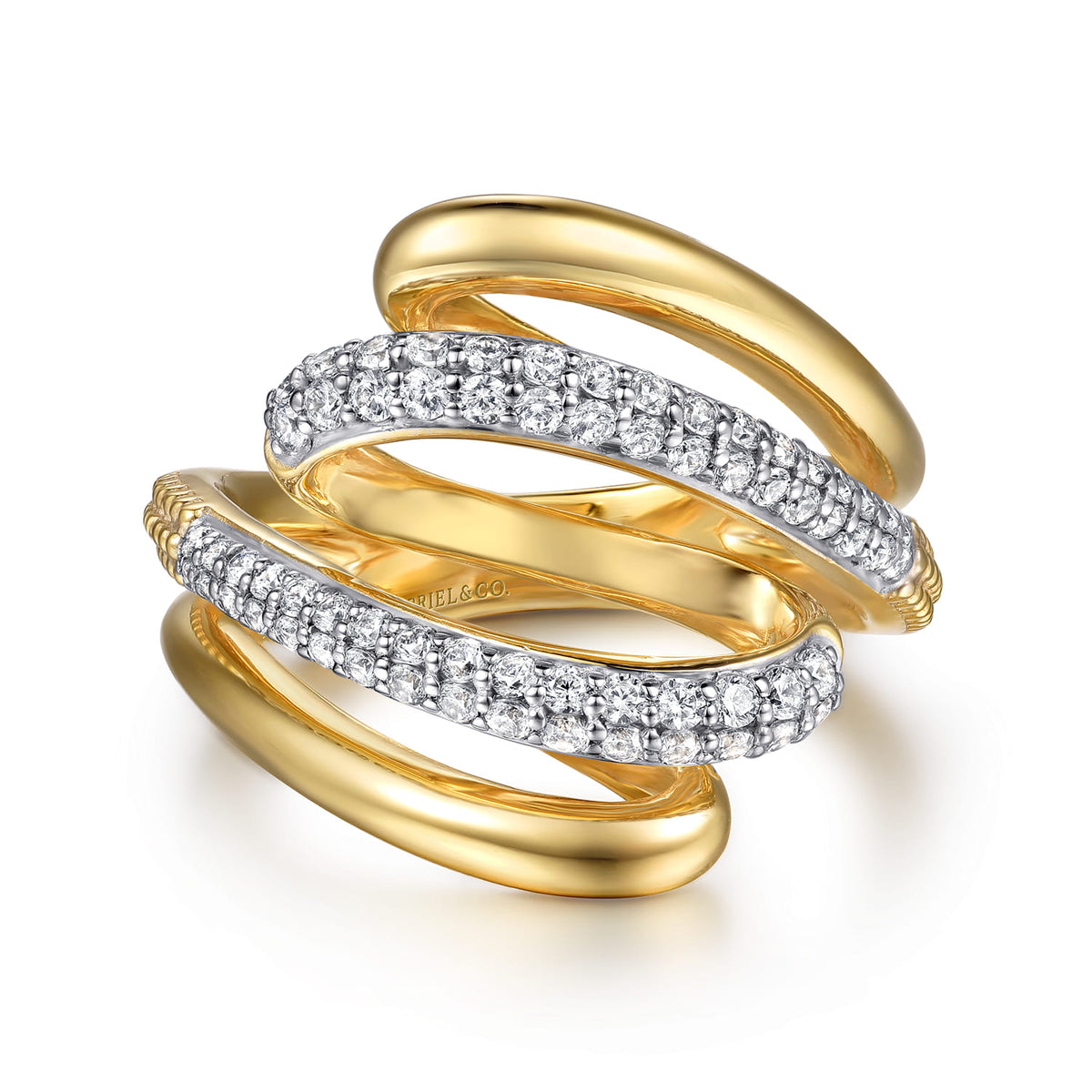14K White & Yellow Gold Diamond Swirl Ring — Gabriel & Co. LR52955M45JJ