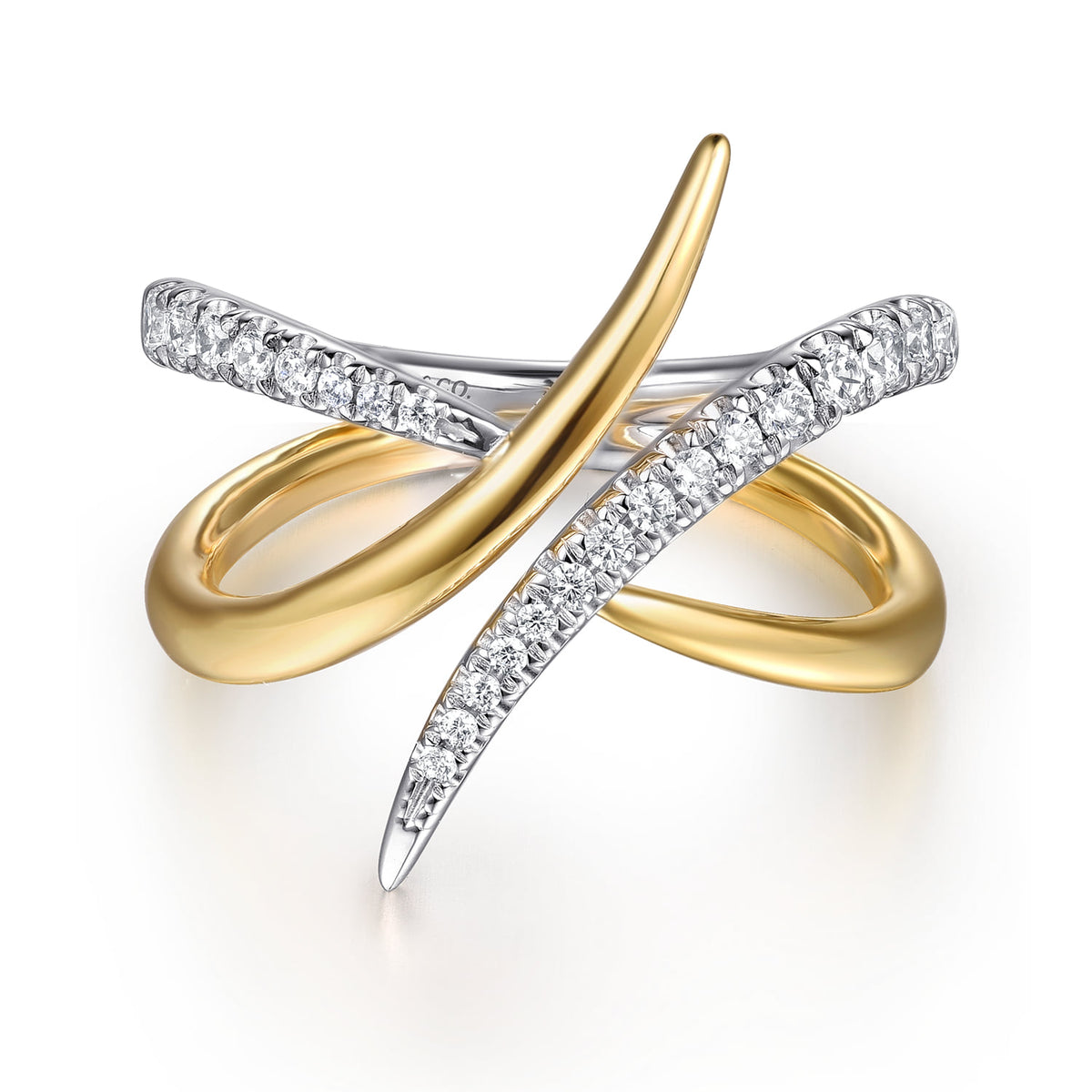 14K White & Yellow Gold Diamond Spike Bypass Ring — Gabriel & Co. LR52962M45JJ