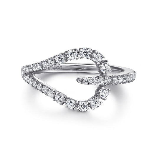 14K White Gold Diamond Stirrup Ring — Gabriel & Co. LR52966W45JJ